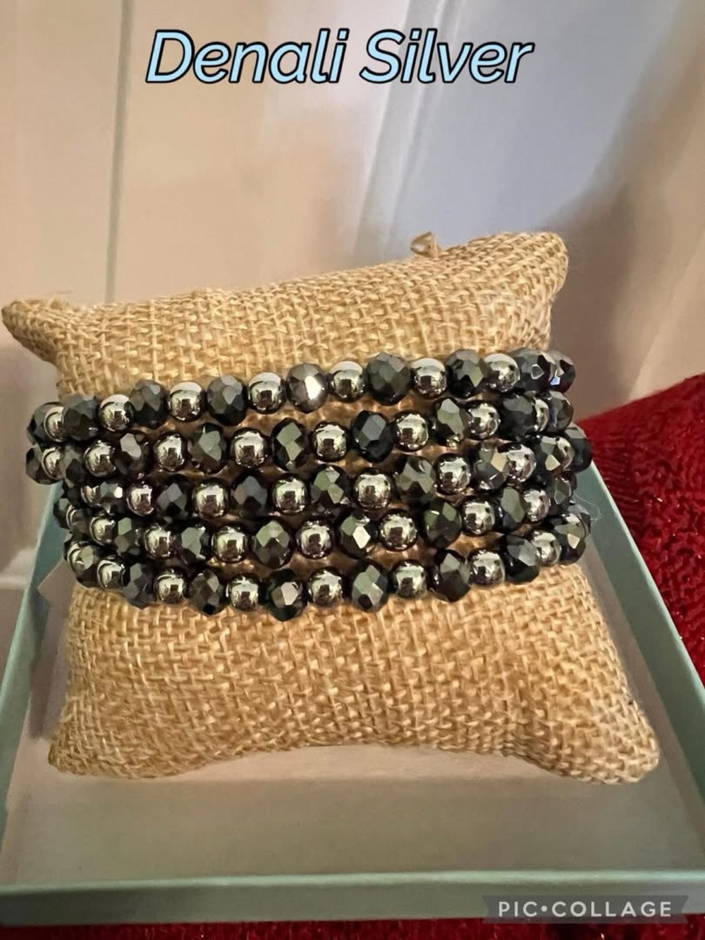 Park Lane Hematite and Silver Beaded Stretch Bracelet Set